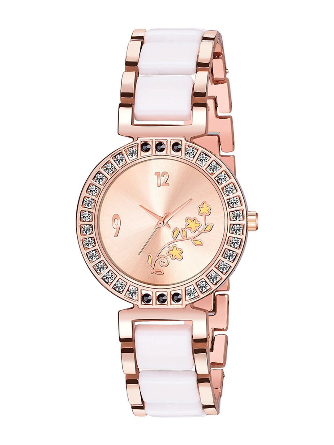 Gopal Shopcart Unisex Embellished Dial & Bracelet Style Straps Analogue Watch PK_white_mina