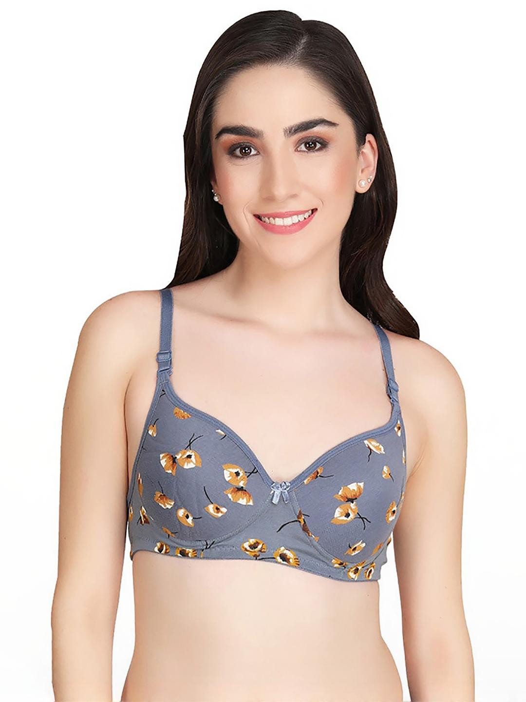 Women Cotton Grey Padded Non-Wired Lingerie Bra Sport wear Gym Crop Tank Top