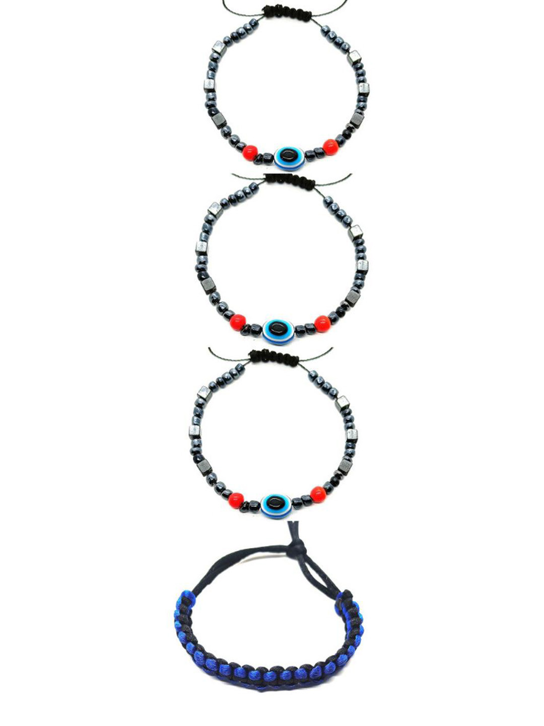Dynamic Retail Global Men Evil-Eye Charm Drawstring Bracelet (Pack Of 4)