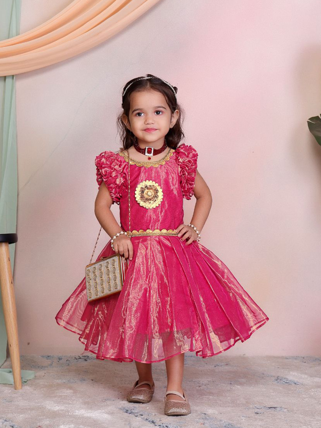 UFB Girls Self Design Fit & Flare Midi Dress
