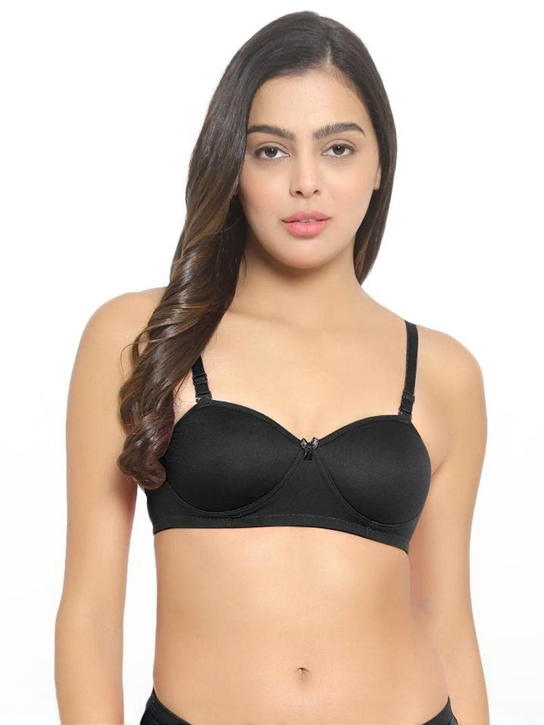 Women Cotton Black Padded Non-Wired Lingerie Bra Sport wear Gym Crop Tank Top