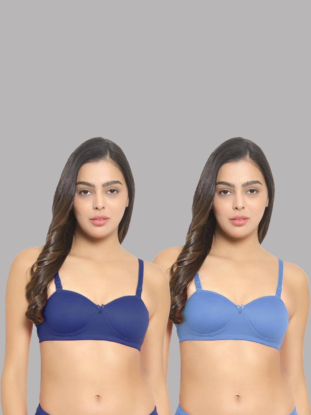 Women Cotton Blue,L-Blue Padded Non-Wired Lingerie Bra Sport wear Gym Crop Tank Top