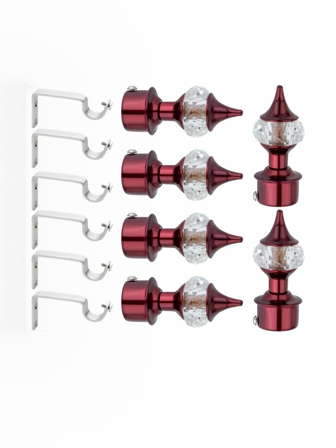 Ghazian Maroon Curtain Knobs, Rod Rail Bracket Metal (Pack of 6)