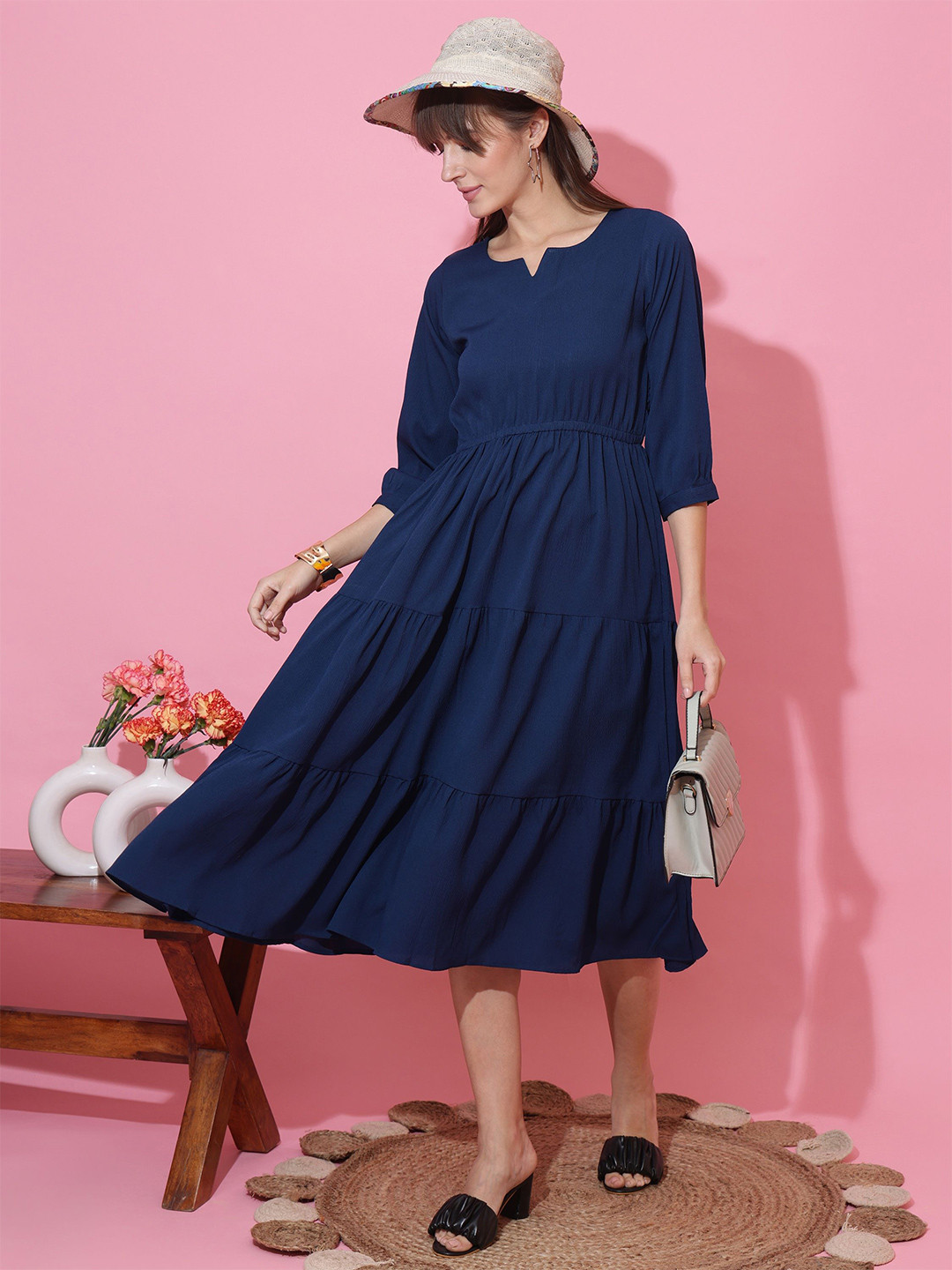 SHEETAL Associates Women Tiered Midi Dress