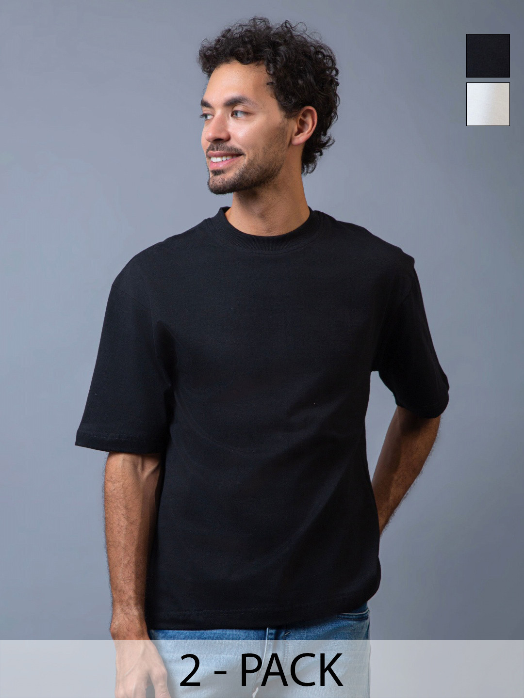 Lazy Lush Unisex Round Neck Solid Cotton Oversized Couples T-Shirt