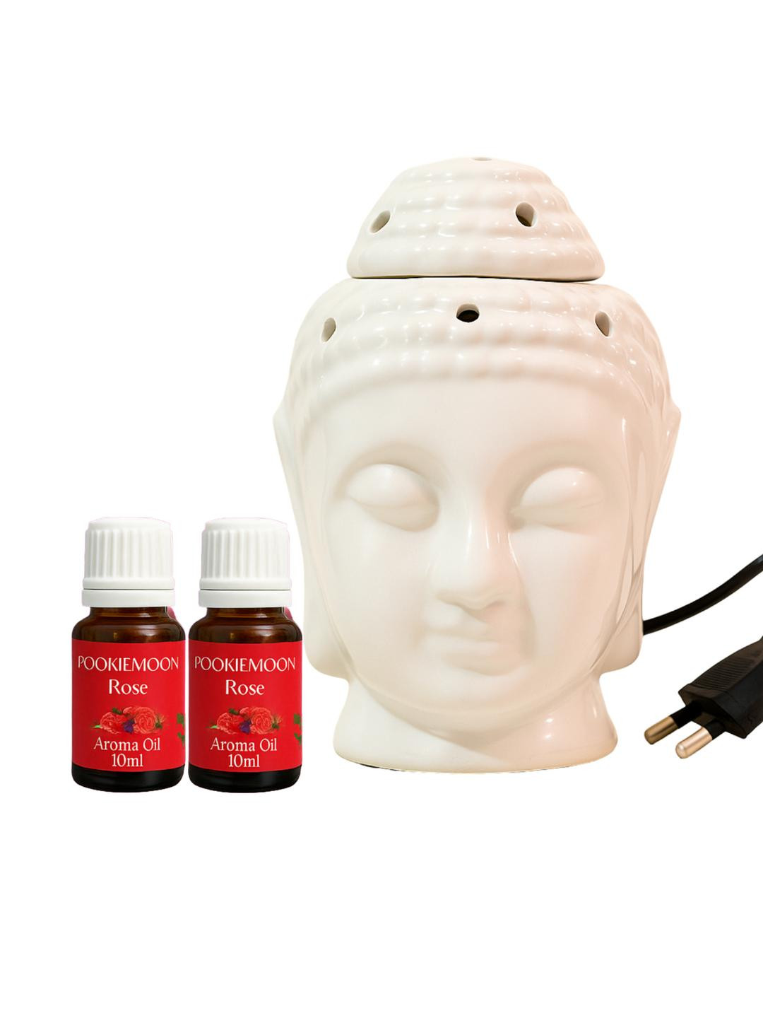 Pookiemoon Set Of 2 White Electric Ceramic Buddha Shaped Aroma Diffuser 10ml Each