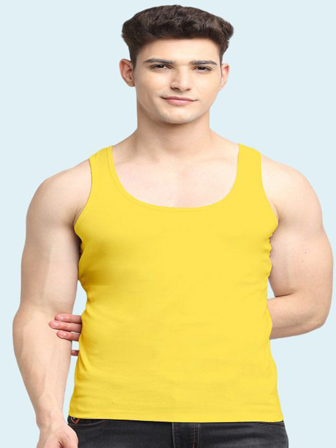 Friskers Round Neck Ribbed Pure Cotton Gym Vest 260625R-06