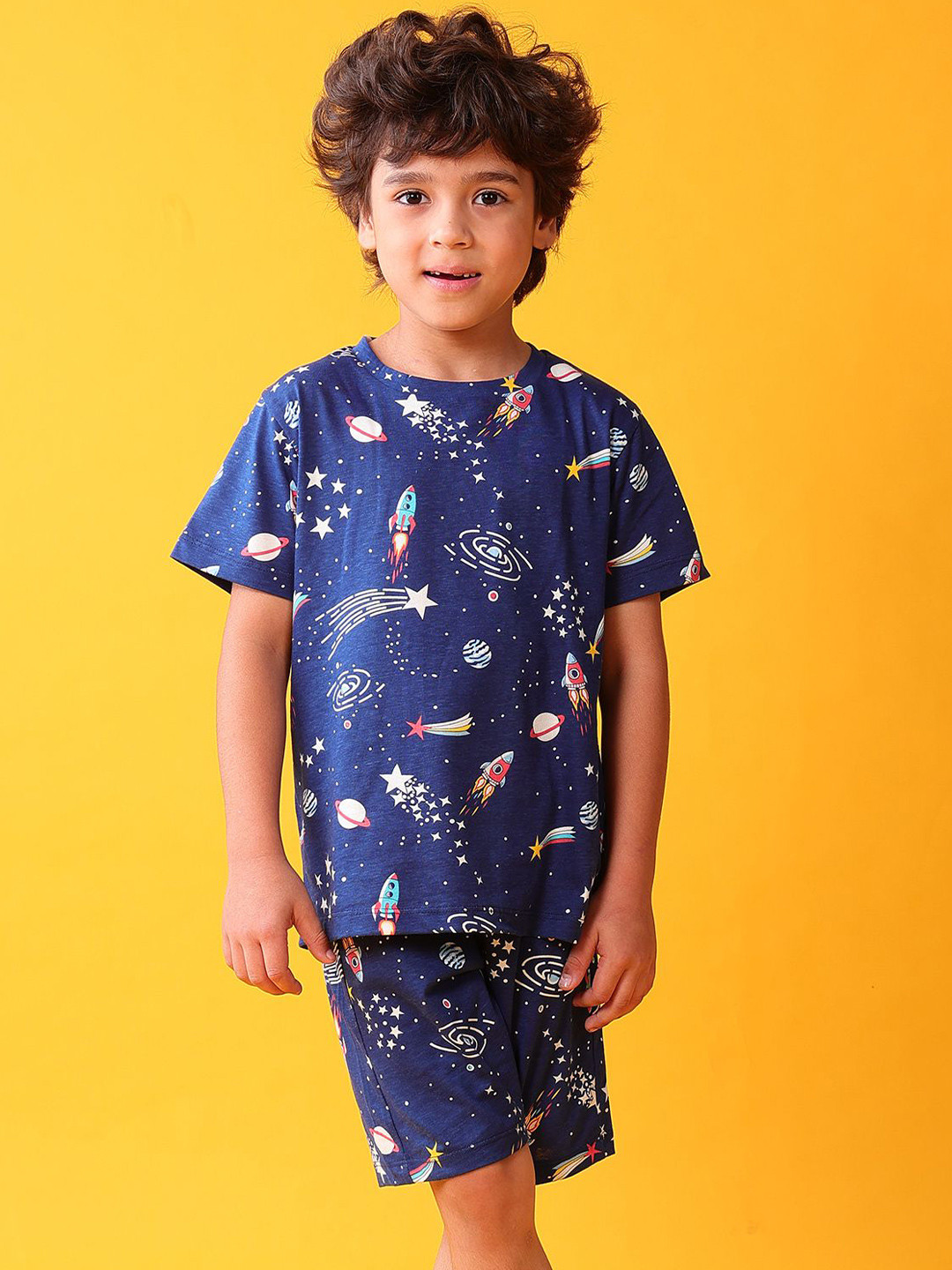 Anthrilo Boys 100% Cotton Solar System Dream Sleepwear Shorts Night suit