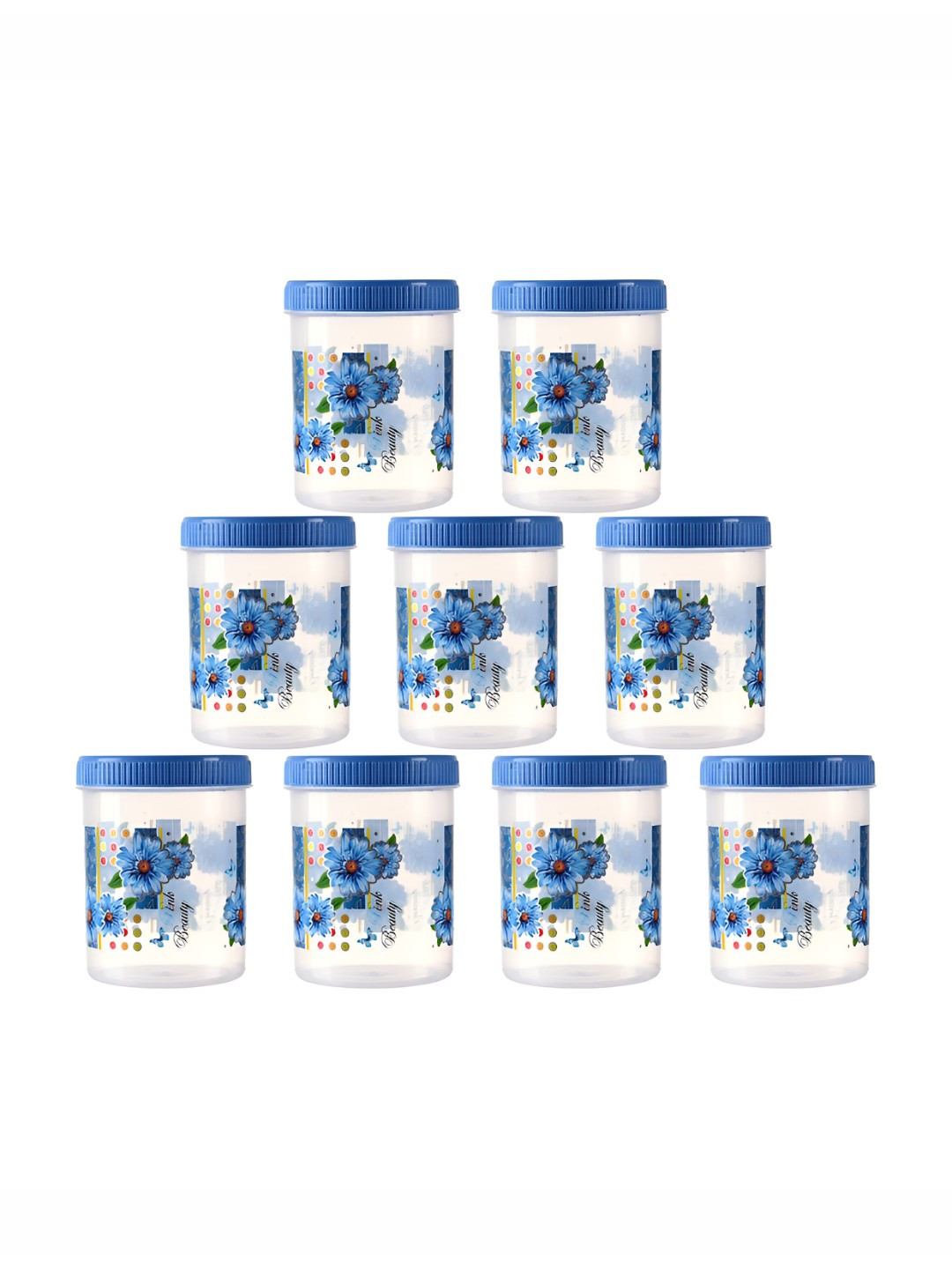 Aura Blue & Transparent 9 Pieces Easy To Clean Box Containers