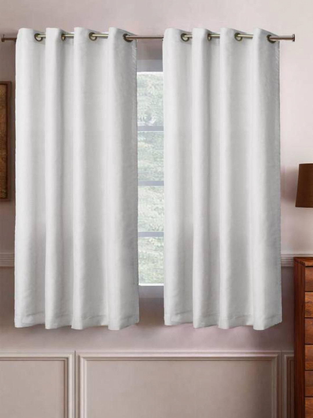BELLA TRUE White 2 Pieces Black Out Window Curtains