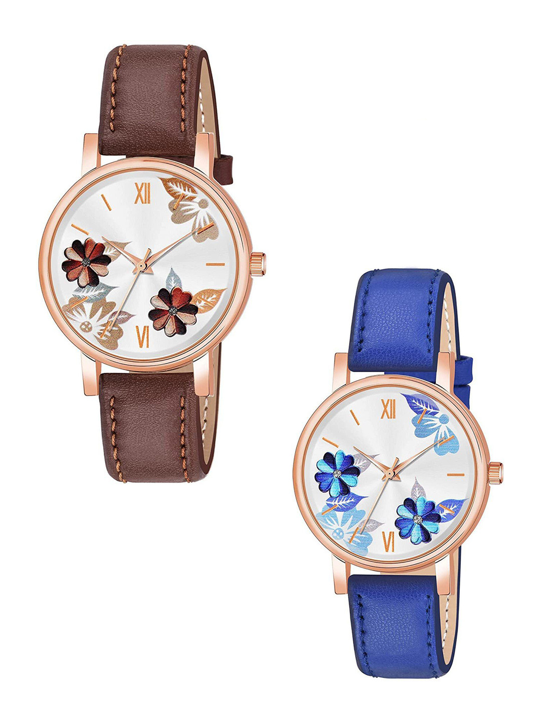 Gopal Shopcart Fosil Women Pack Of 2 Printed Dial Analogue Watches C36RG BLU BRO Fosil L