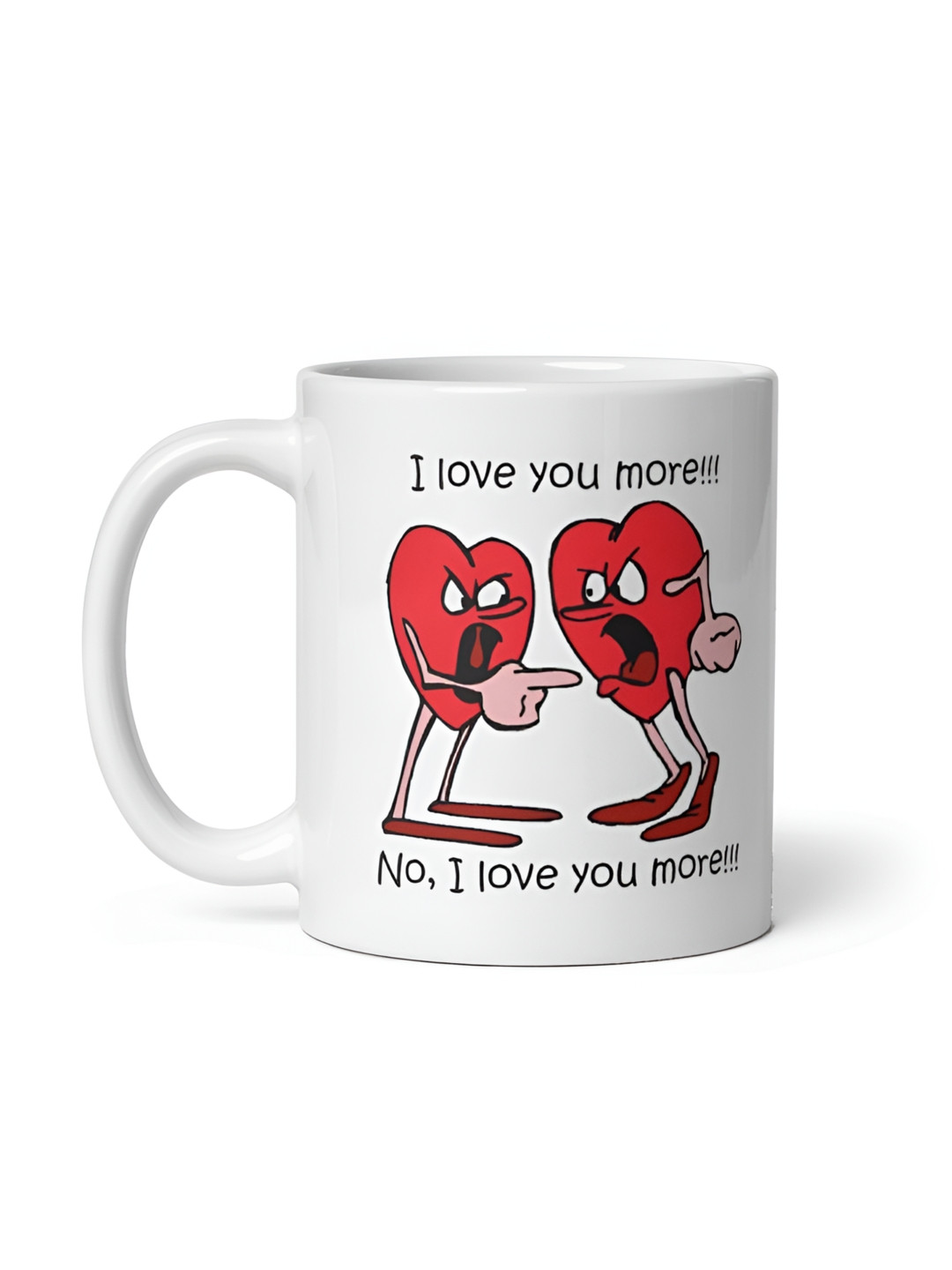 Mr UVD White & Red I Love You More Printed Ceramic Mug - 350 ml
