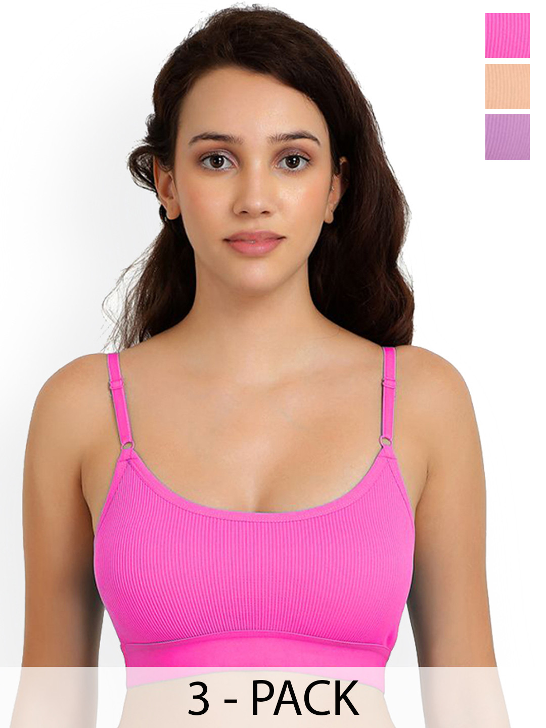 Samvar Pack Of 3 Non Padded Lingerie Sets Goma Set_Pu,P,Br