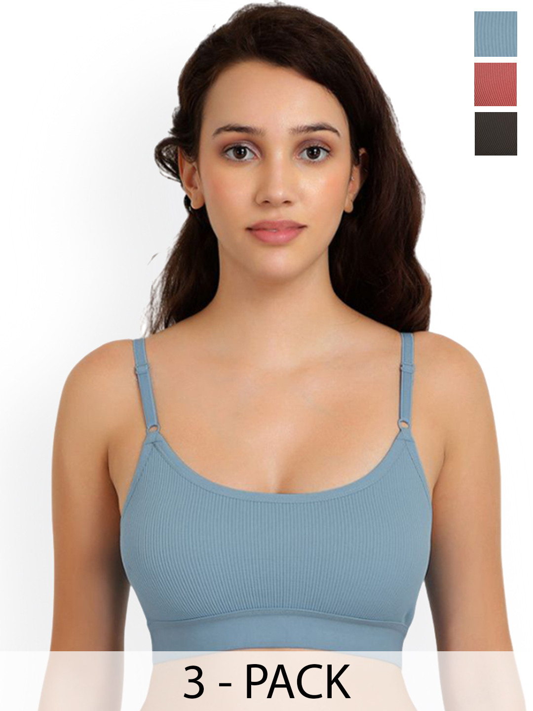 Samvar Pack Of 3 Cotton Non Padded Lingerie Set B_Goma Set_B,Bl,O