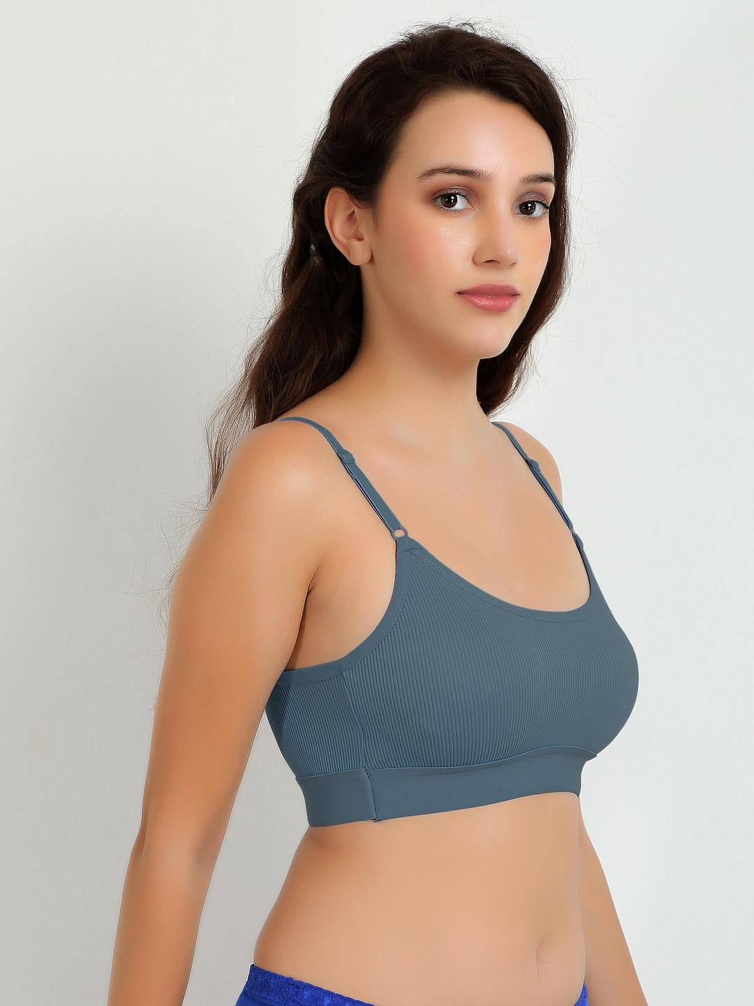 Women Cotton Pink,Dark Green Non Padded Non-Wired Lingerie Bra Sport wear Gym Crop Tank Top