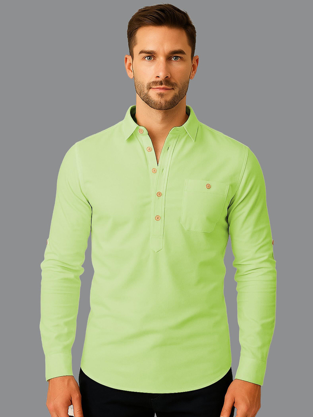 Vida Loca Shirt Collar Pure Cotton Short Kurta