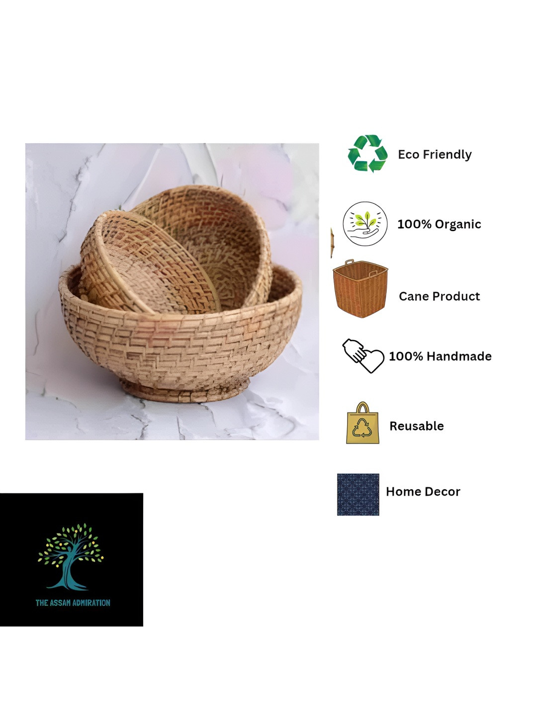 THE ASSAM ADMIRATION Beige Bamboo Easy to Clean Core Fruit and Vegetable Basket
