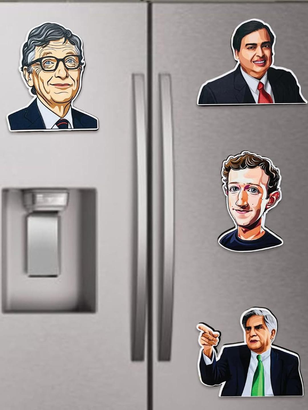 The Gifts Factory Set of 4 Famous Personalities Printed Wooden Fridge Magnets