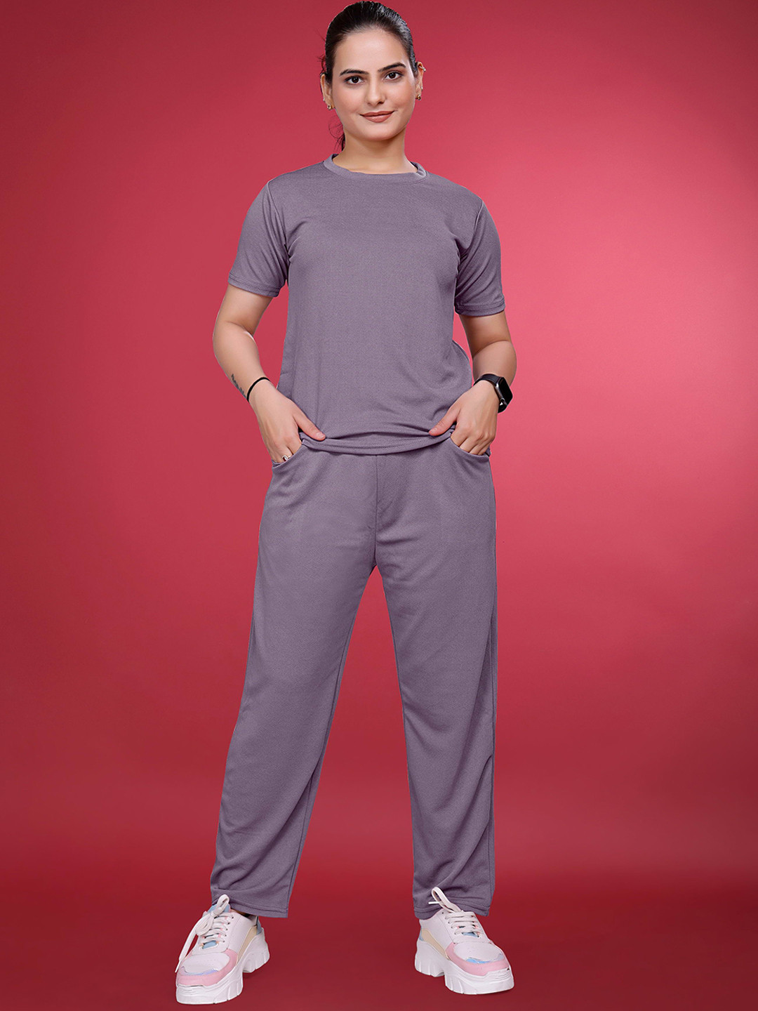 JK Creation Round Neck T-Shirt With Trouser Co-Ords