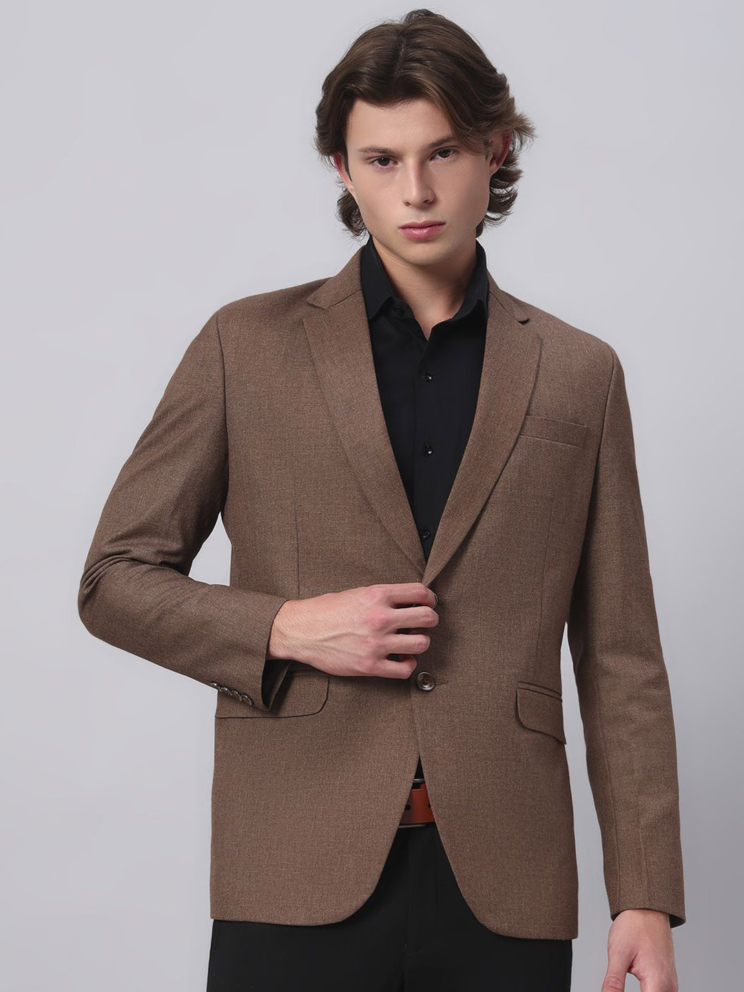 Darelooks Premium Clothing Men Brown Slim Fit Single Breasted Party Formal Blazer