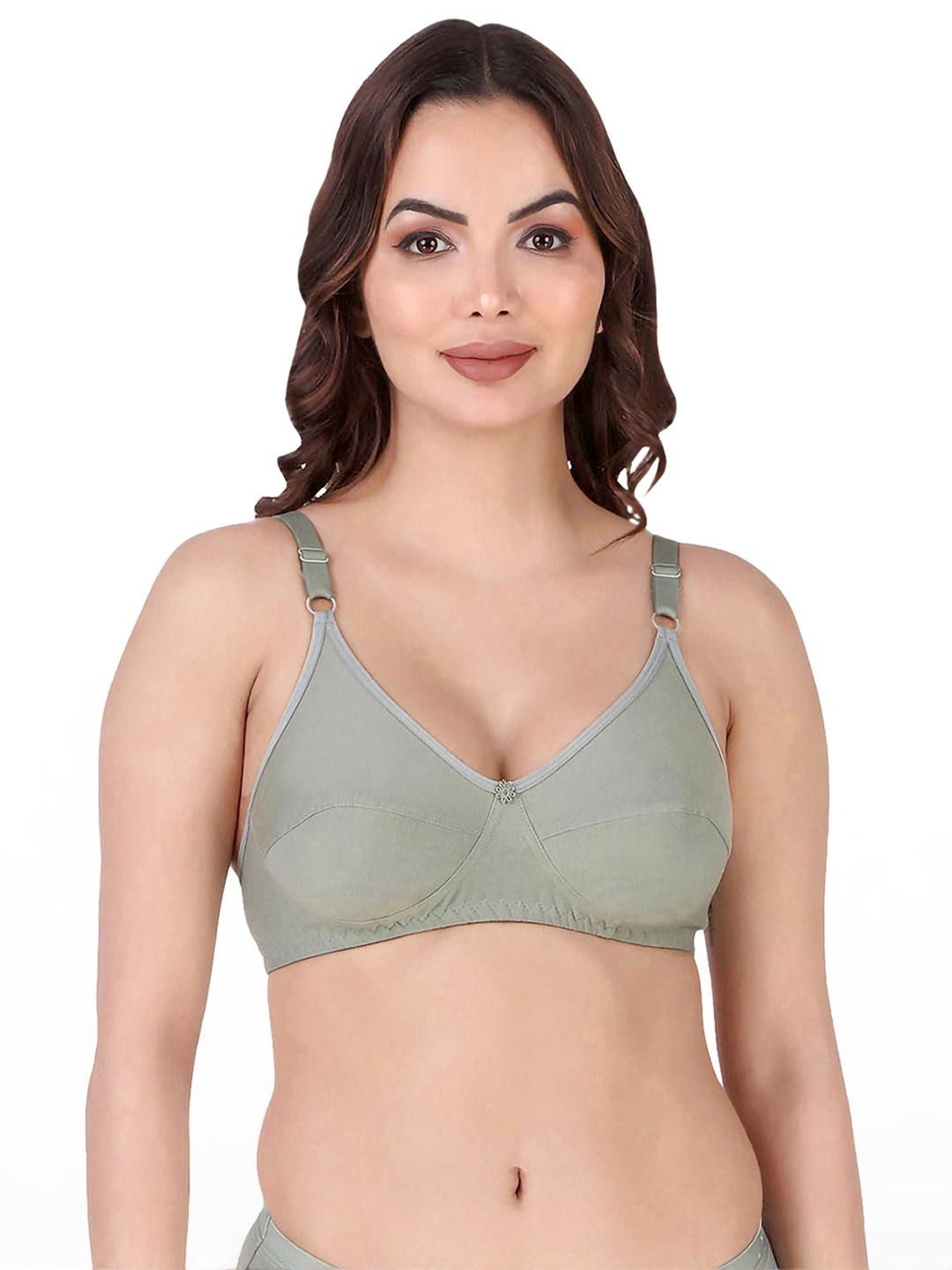 Women Cotton Green Non Padded Non-Wired Lingerie Bra Sport wear Gym Crop Tank Top