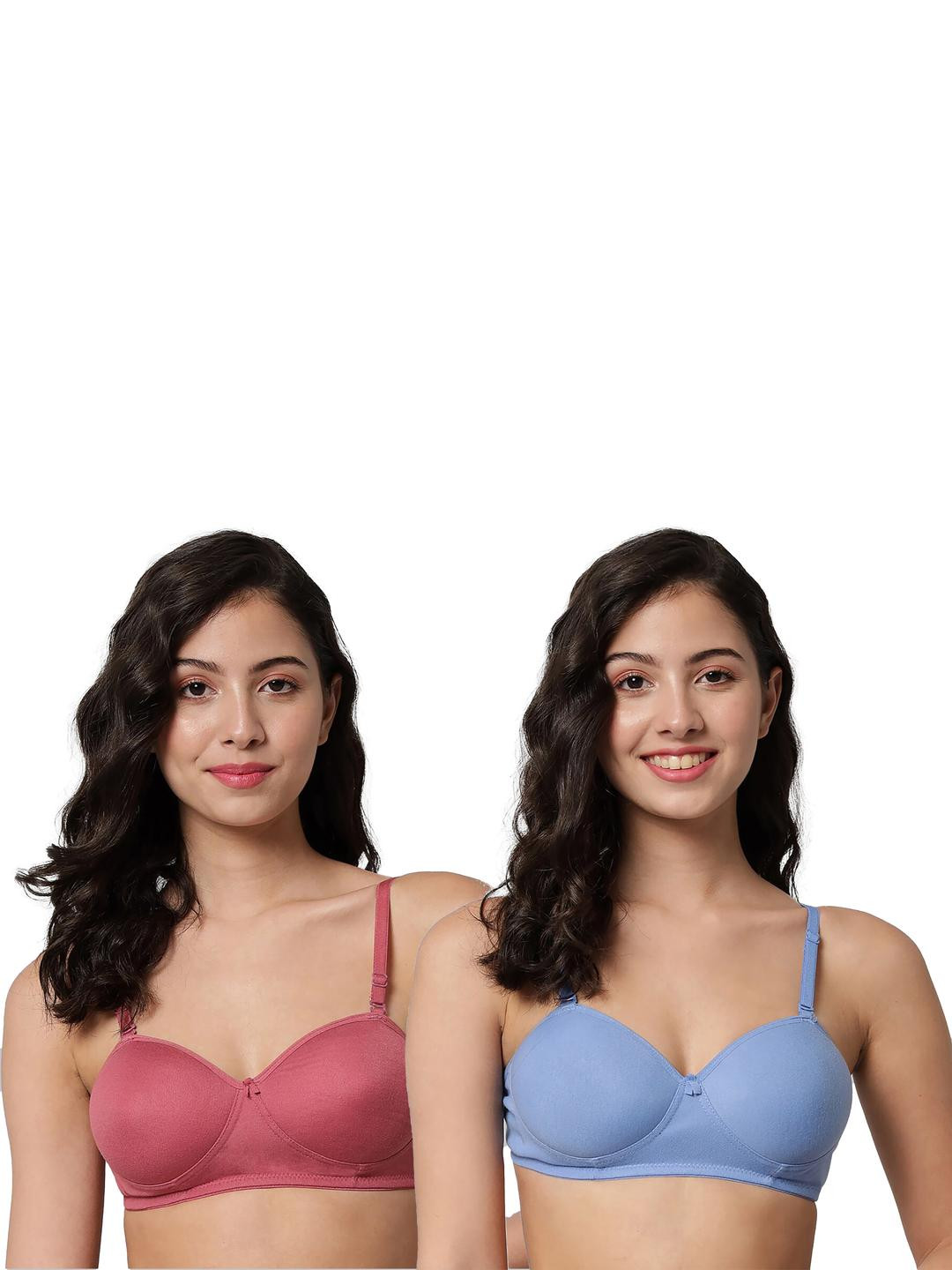 Women Cotton Red,Light Blue Padded Non-Wired Lingerie Bra Sport wear Gym Crop Tank Top