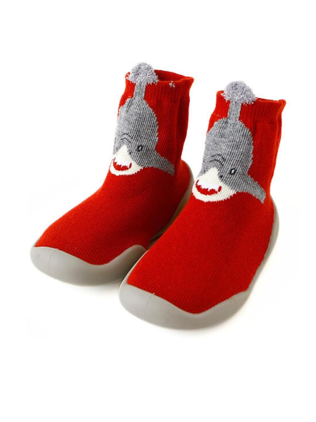 Neska Moda 6 To 12 Months Baby Boys & Girls Anti-Skid Silicon Sole Rubber Socks Shoes/ Booties (Toe to Heel Length - 12 cm, Red)
