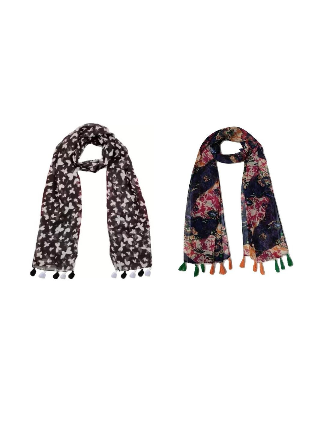 StoleVilla Women Pack Of 6 Multicolor Causal Printed Designer Chiffon Stoles and Scarf