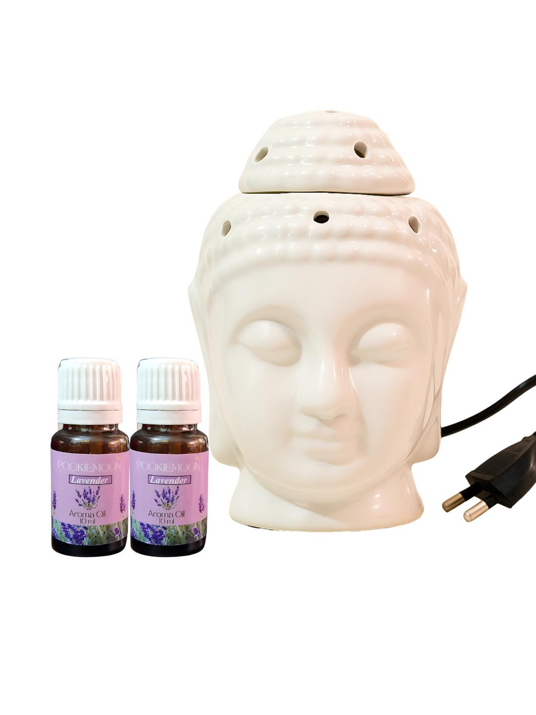 POOKIEMOON Set Of 2 Lavender Aroma Oils With Buddha Diffuser 10ml Each