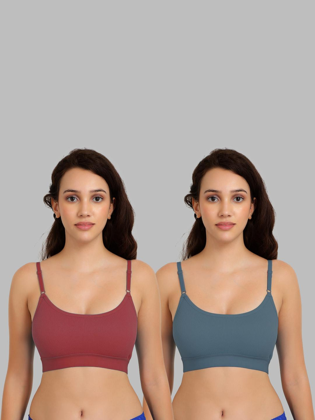 Women Cotton Maroon,Dark Green Non Padded Non-Wired Lingerie Bra Sport wear Gym Crop Tank Top