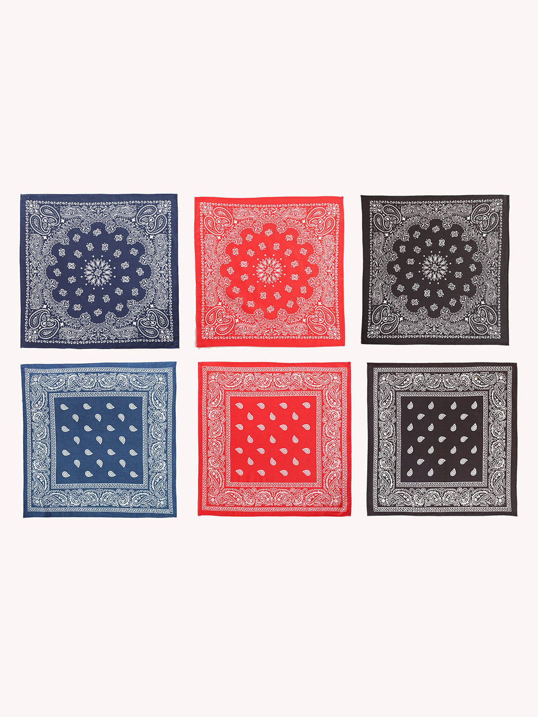 Ravaiyaa Unisex Pack Of 6 Mandala Paisley Printed Pure Cotton Bandana