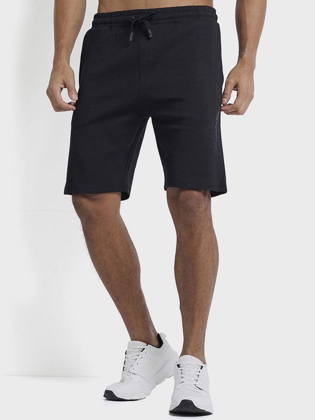 BEN SHERMAN Men Solid Black Causal Chino Shorts