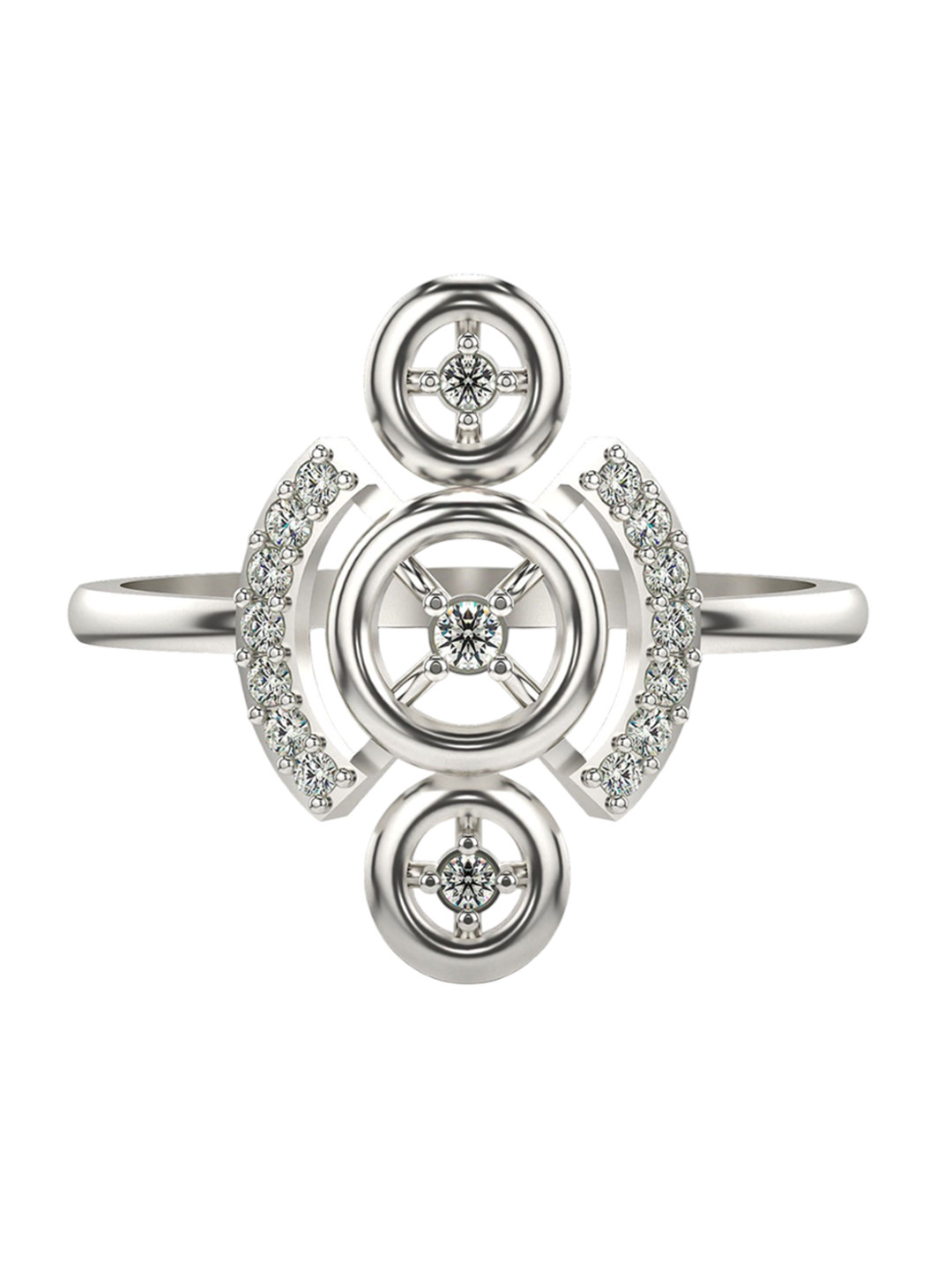 VALANOVA 18K White Gold Plated Sterling Silver 0.14 Ct Certified Lab Grown Diamond Ring