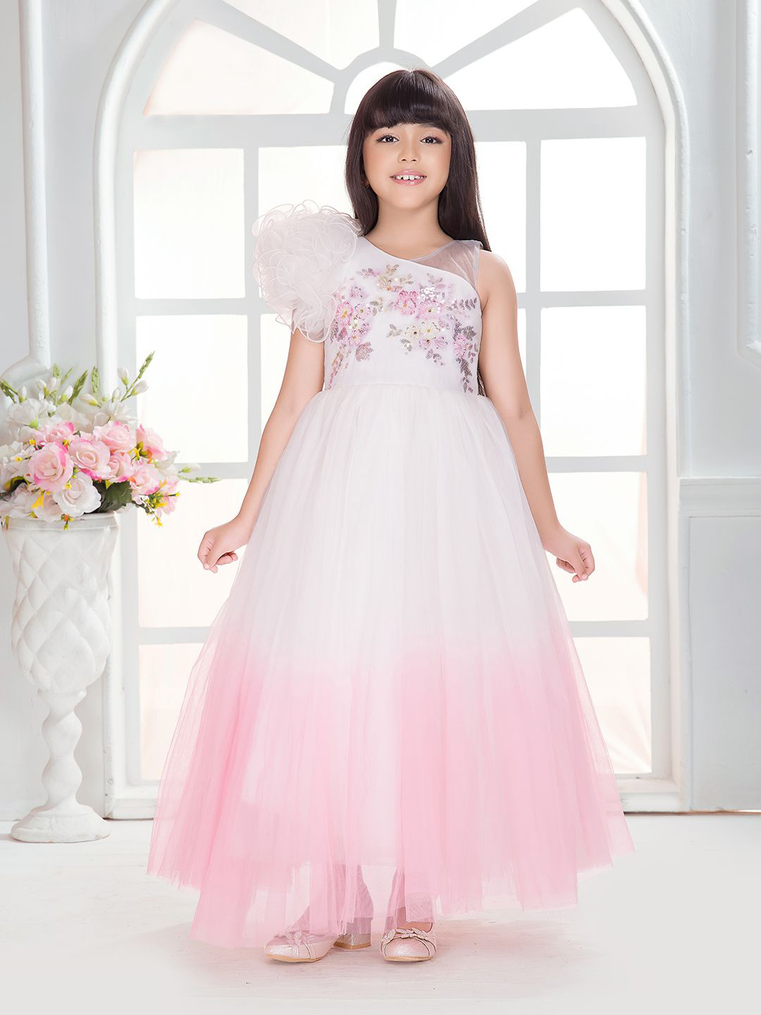 Tiny Kingdom Girls Tie and Dye Net Maxi Dress