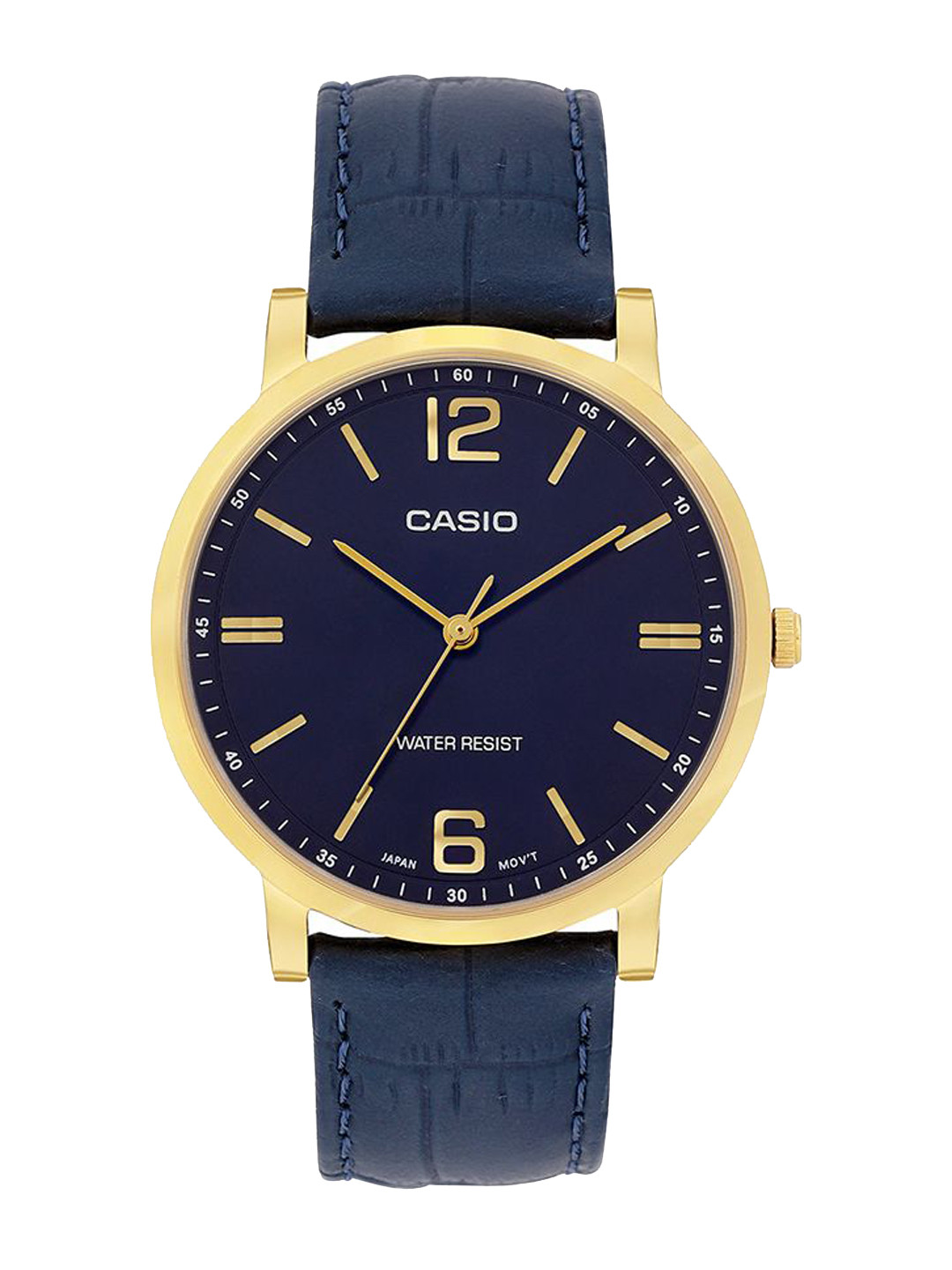 CASIO Enticer Men Brass Dial & Leather Cuff Straps Analogue Watch A2439