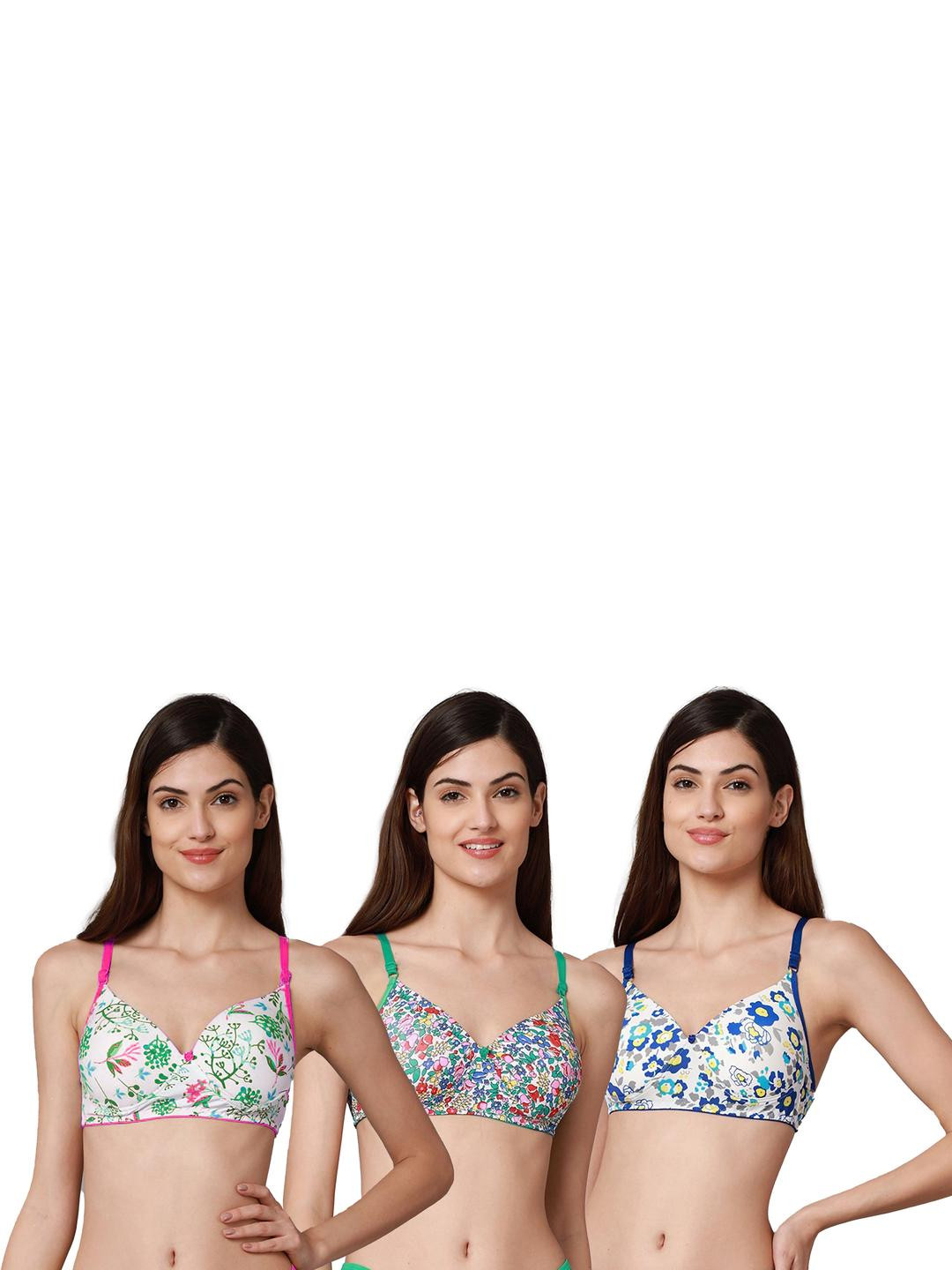 Women Cotton Pink,Green,Blue Padded Non-Wired Lingerie Bra Sport wear Gym Crop Tank Top