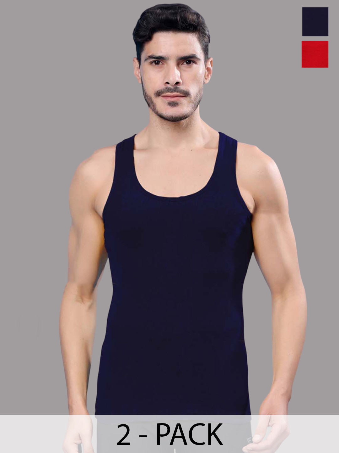FBAR Pack Of 2 Ribbed Pure Cotton Gym Vests R-03-05