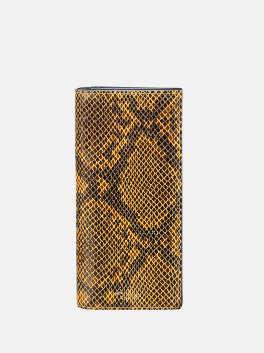 GIOIA Women Yellow Leather Faux Python Slim Wallet