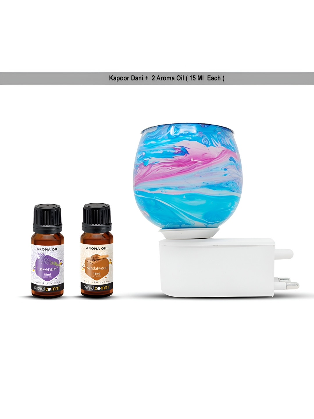 PEEPALCOMM Blue 3 Pieces Marble Printed Electric Aroma Oil Diffuser With Scented Oils