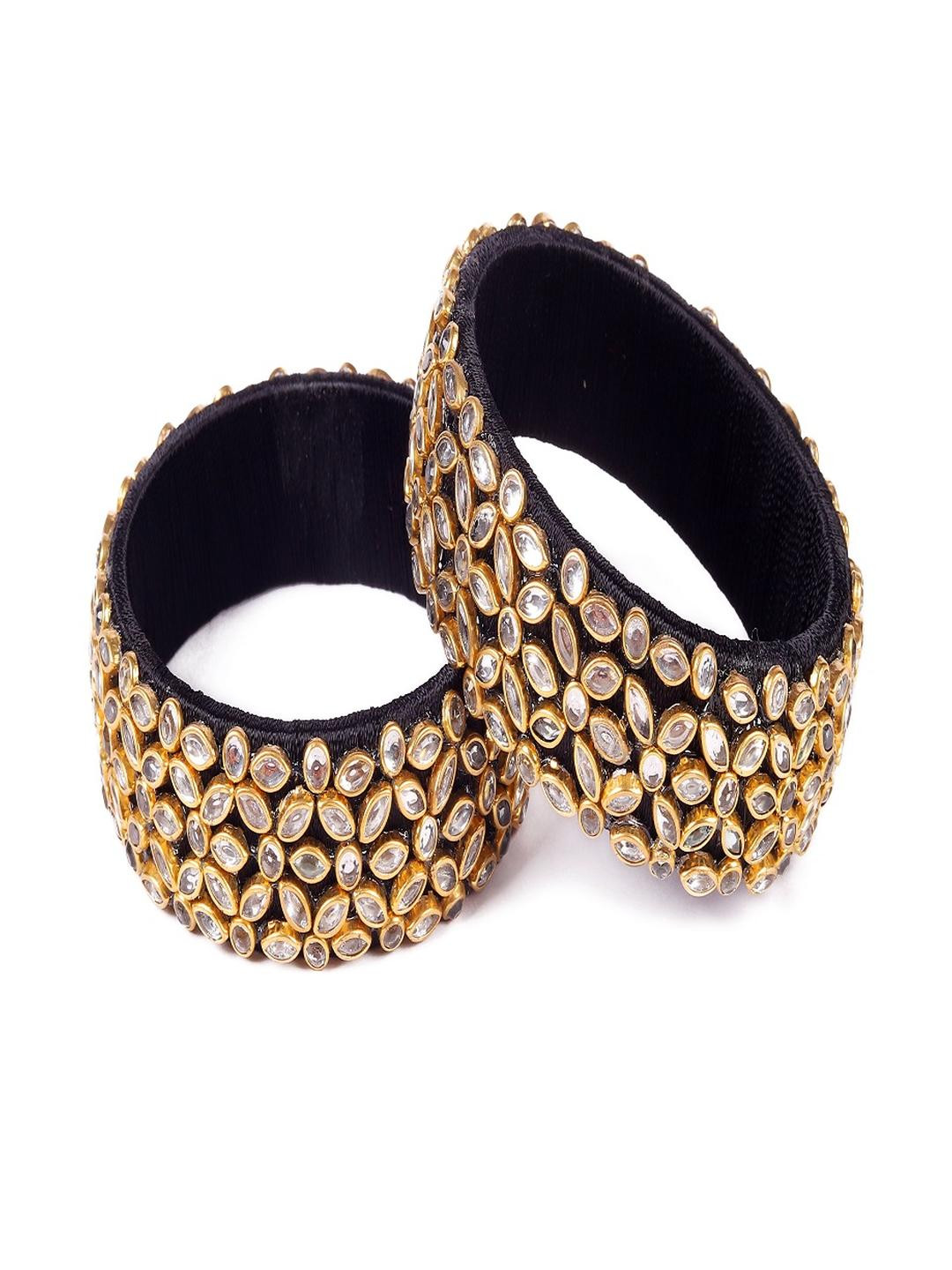 Saumakshi Designs Women Silk Thread Kundan Kada Bangle