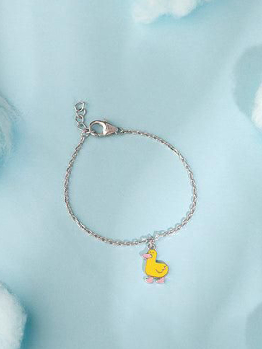 GIVA Girls 925 Sterling Silver Rhodium-Plated Duck Charm Bracelet