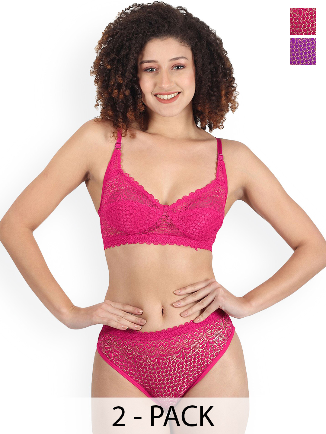 Samvar Pack Of 2 Non Padded Lingerie Sets B-Rain-Set_Pu,P