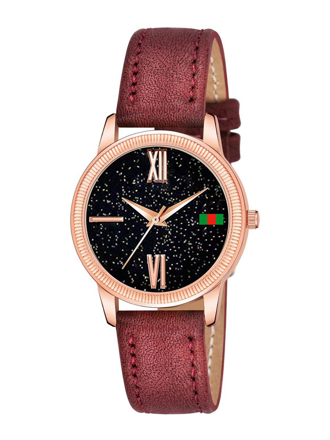 Gopal Shopcart Unisex Embellished Dial & Textured Straps Watch C25RG Roman MRO Leather