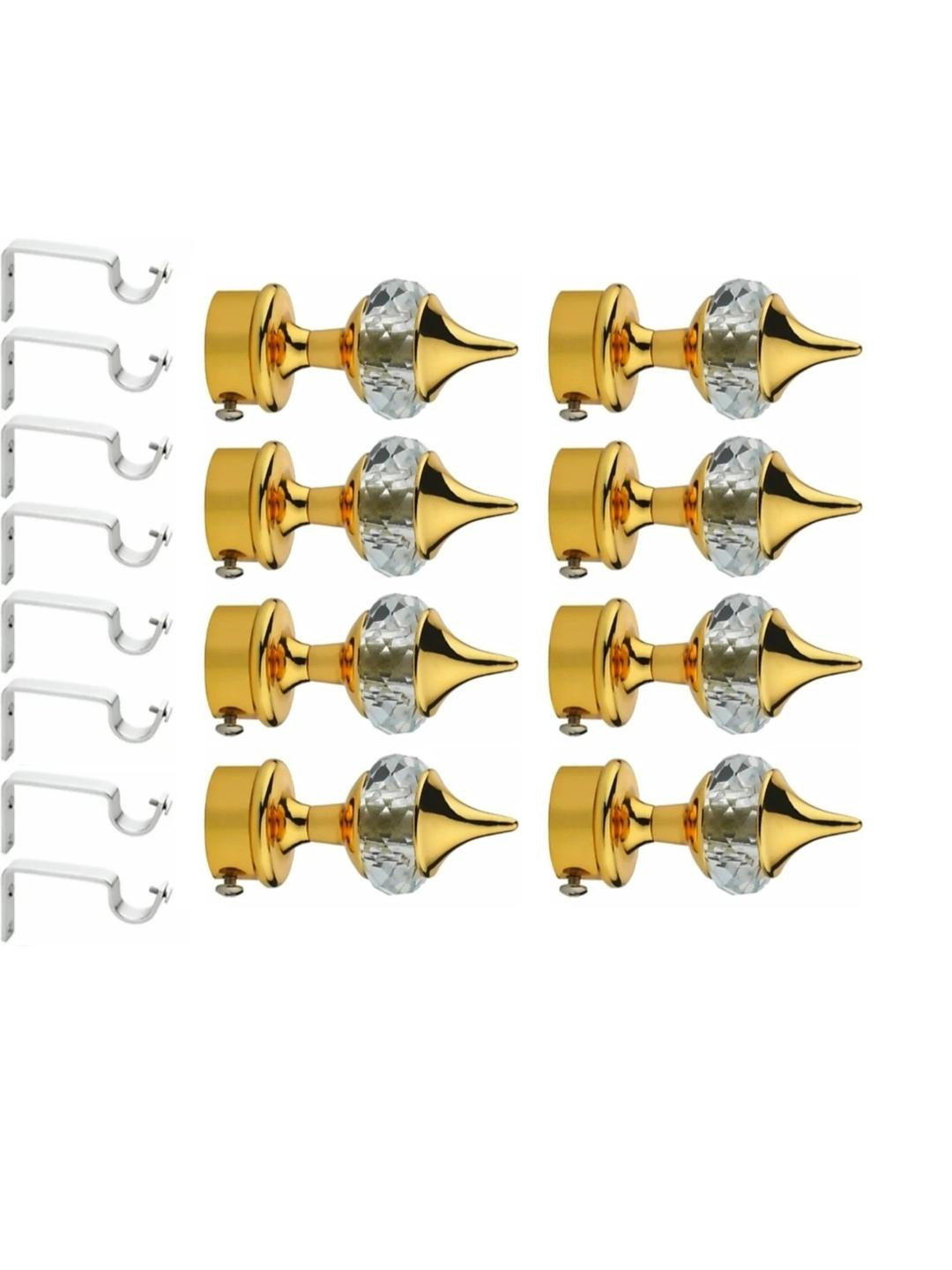 Ghazian Gold Curtain Knobs, Rod Rail Bracket Metal (Pack of 8)