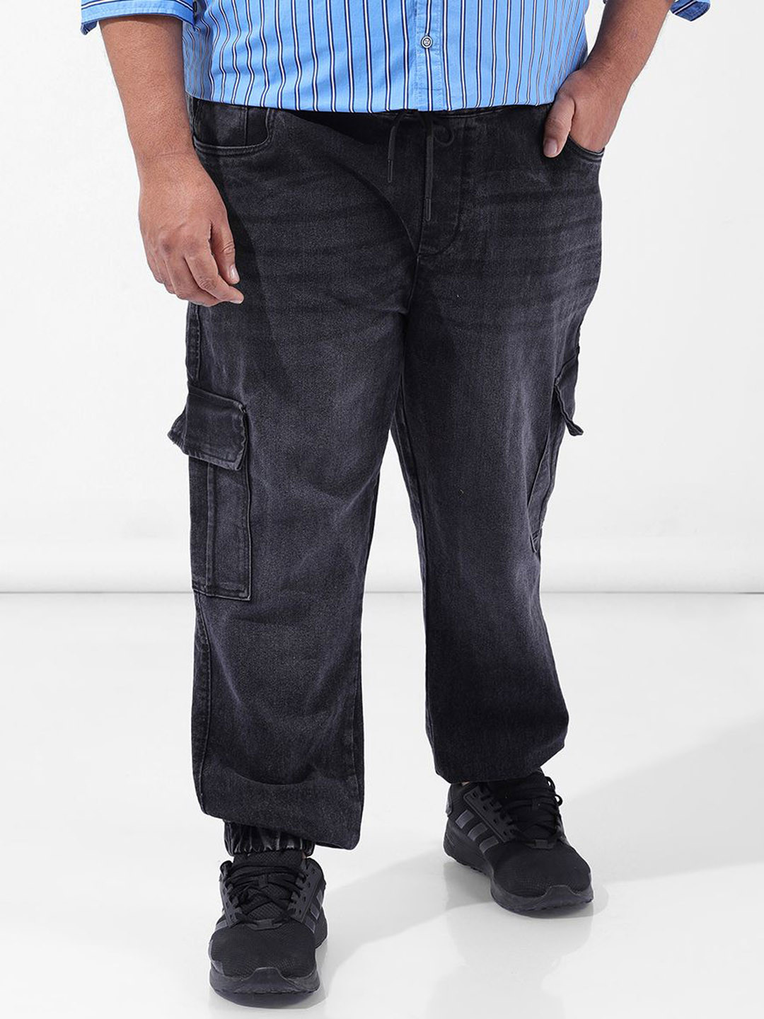Hardsoda by The Indian Garage Co Men Plus Size  Stretchable Cargo Styles Jogger Jeans