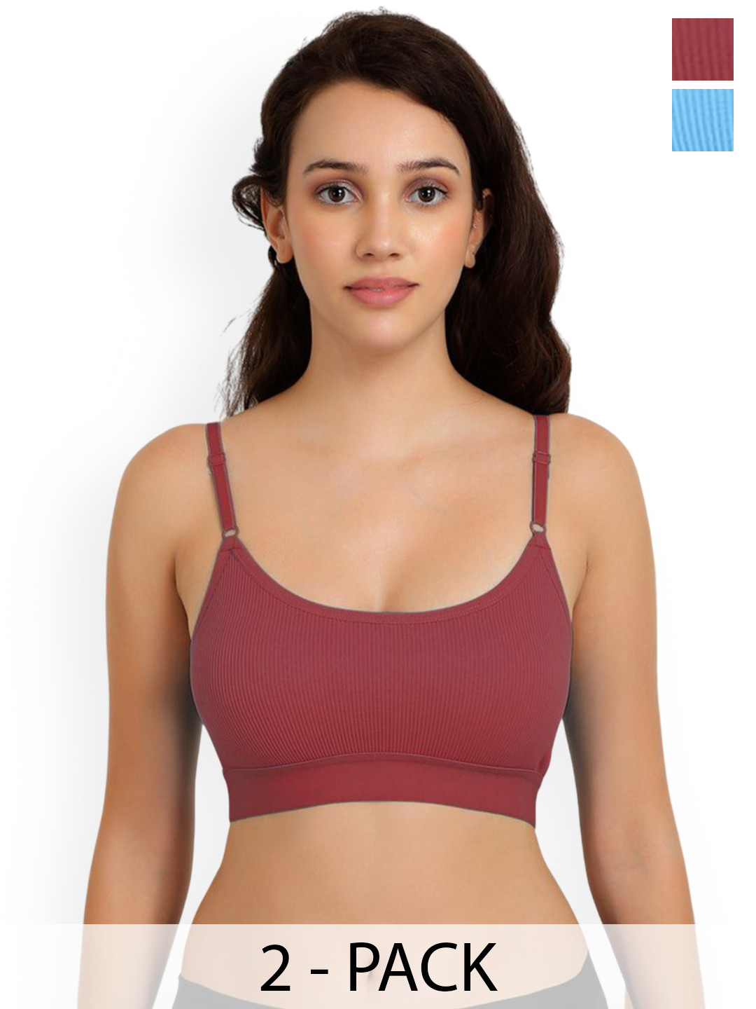 Samvar Pack Of 2 Cotton Non Padded Lingerie Set B_Goma Set_M,Light_B