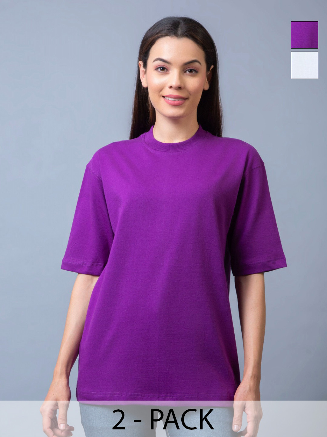 Lazy Lush Unisex Round Neck Solid Cotton Oversized Couples T-Shirt