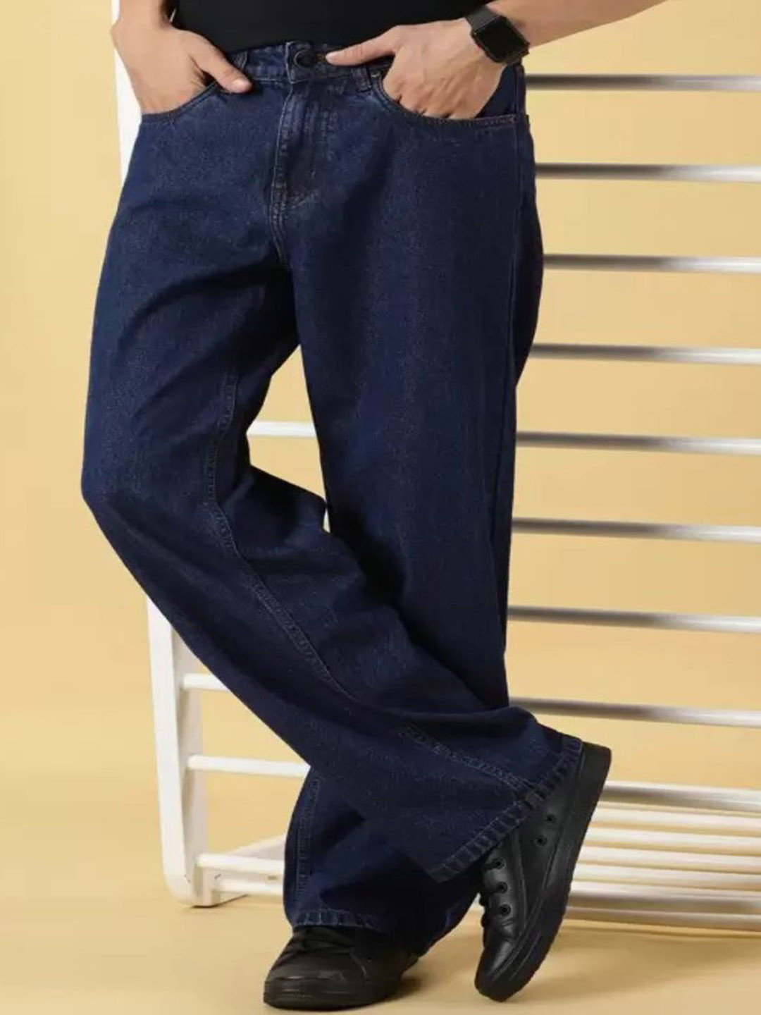 Playfeel Men Baggy Mid-Rise Jeans