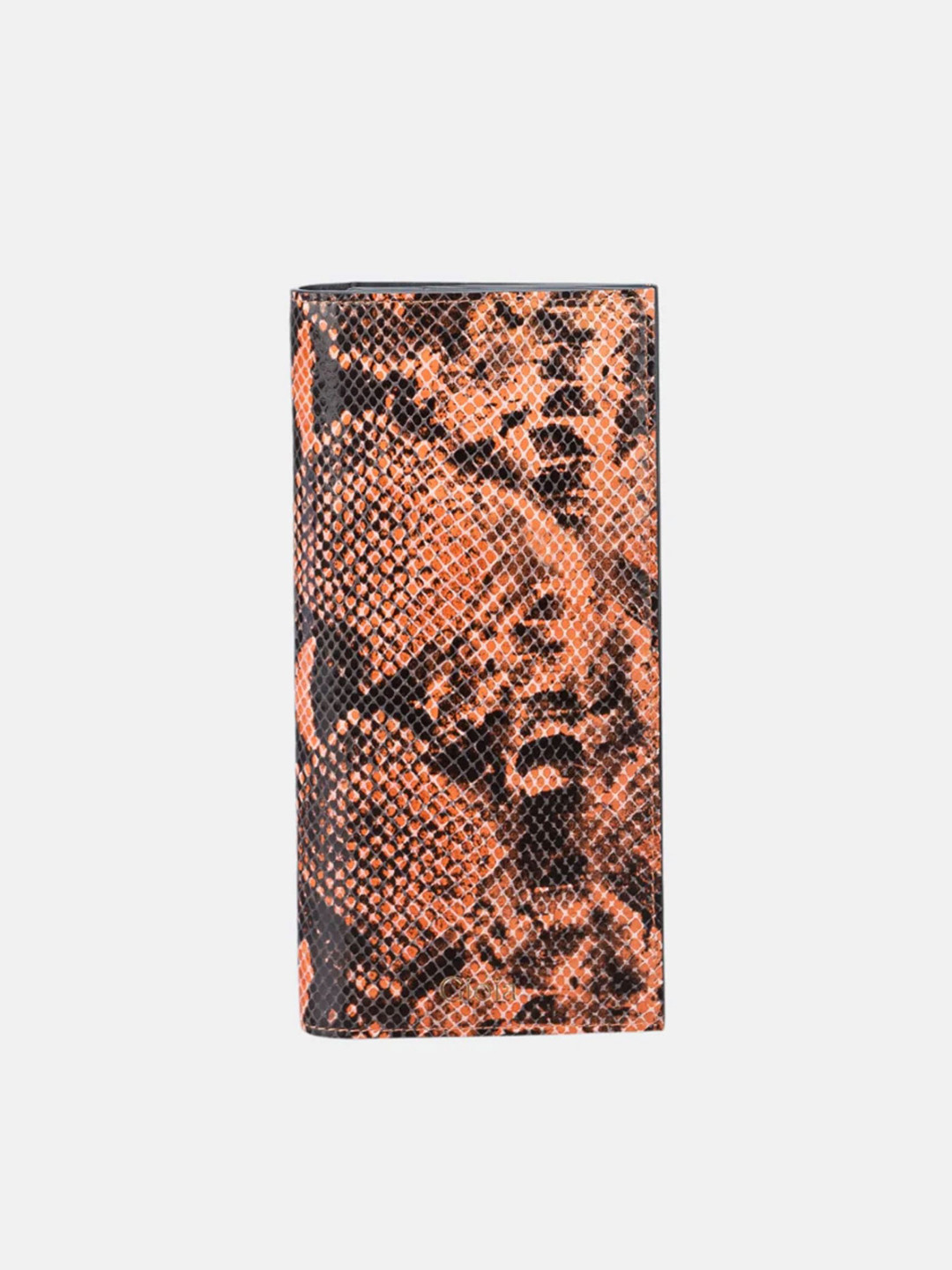 GIOIA Women Orange Leather Faux Python Slim Wallet