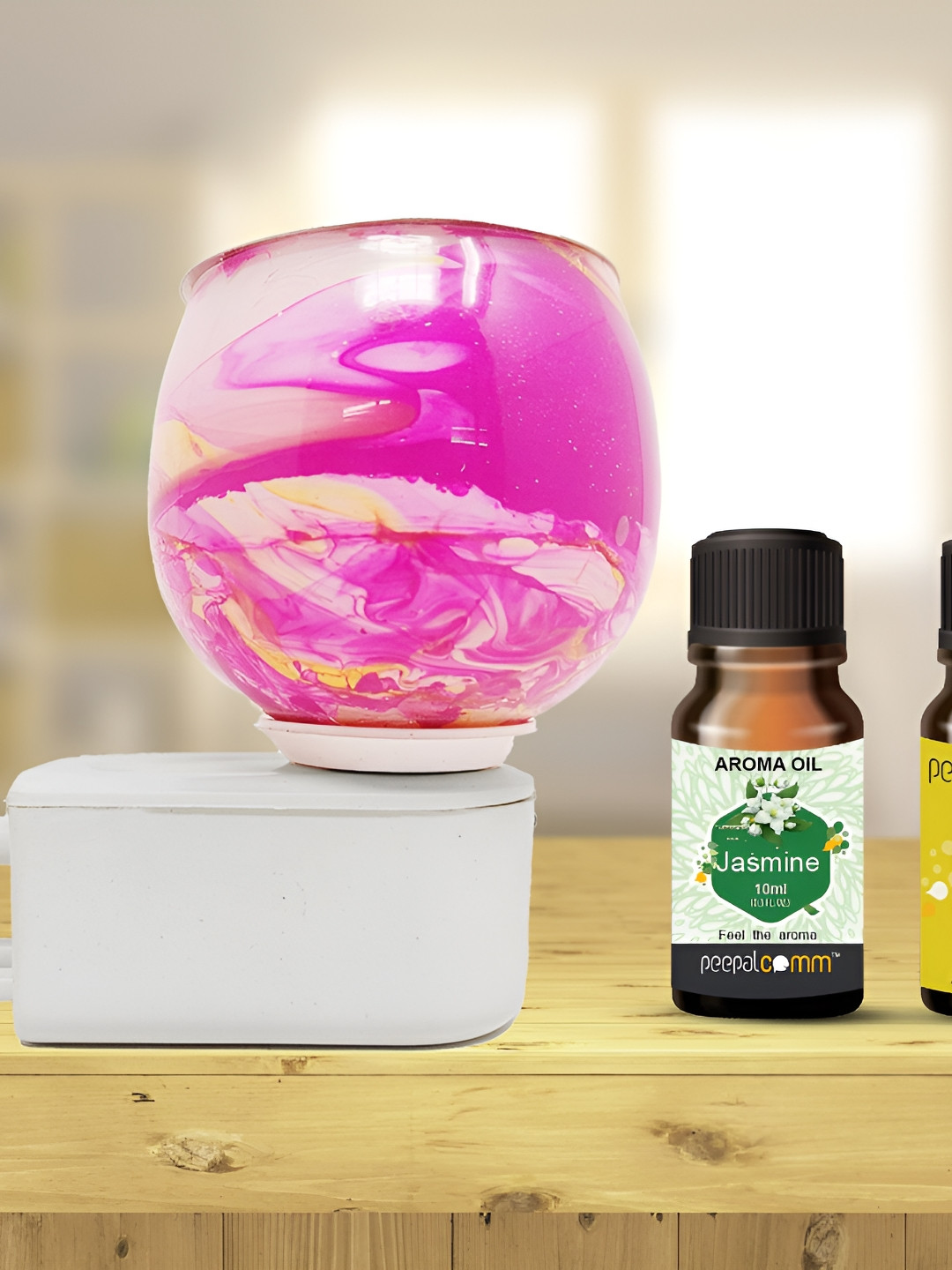 PEEPALCOMM Set Of 3 Marble-Printed Electric Aroma Oil Diffuser With Scented Oils